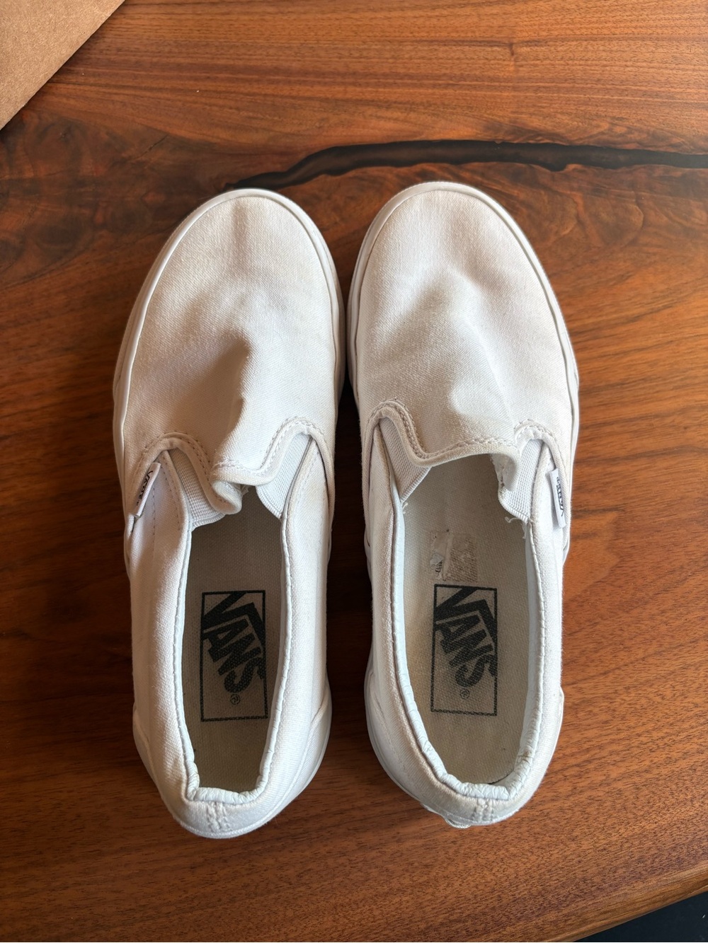 Vans White Classic Slip-On Canvas Loafers